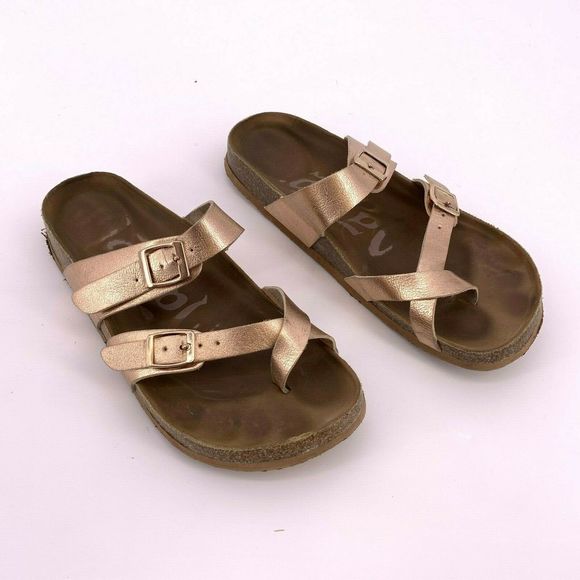 gold footbed sandals